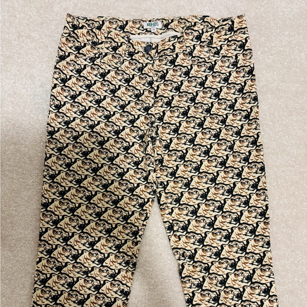 Kenzo Paris Tiger Print Jeans with Ankle Zips
